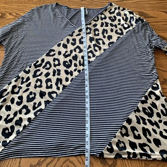 Glitzy Girlz Black & White Striped and Leopard Print Long Sleeve Shirt - Picture 5 of 9